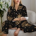 thumbnail image 6 of Balery Gold Glitter Pineapples Pattern Pajama Sets for Women Long Sleeve 2 Piece Sleepwear Loungewear Sets Soft PJ's with Pockets Long Sleeve Comfy Pj Sets-X-Large, 6 of 7