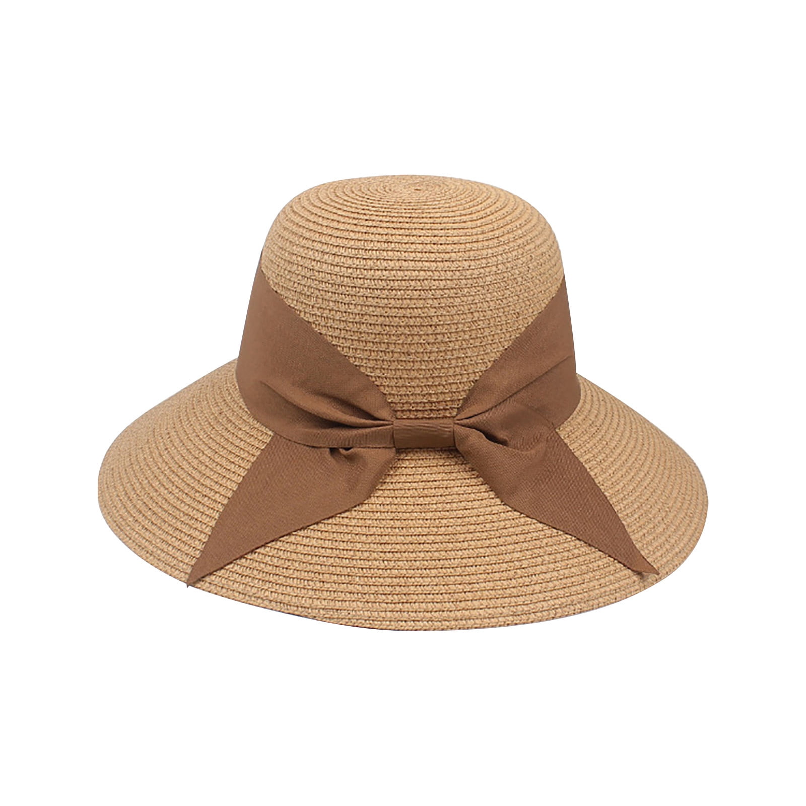 Soft Straw Floppy Hat 2 Pack Wide Brim for Women Deago 2 Pack Women Foldable Wide Brim Floppy Straw Hat Sun  main image 3