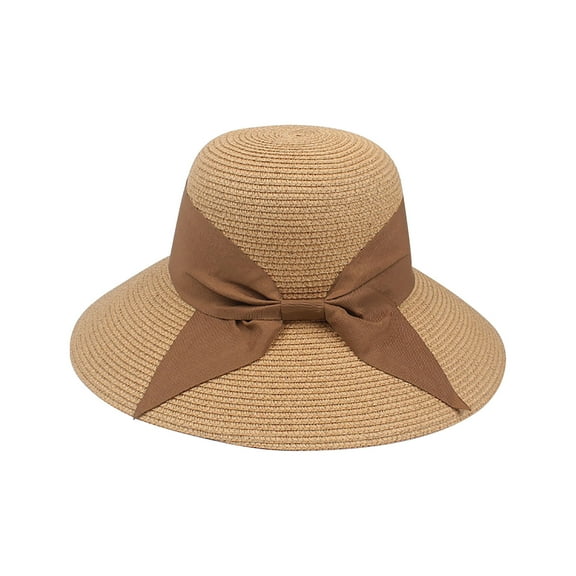 Xysaqa Sun Hats for Women Fashion Straw Hats Sun Protection Foldable Packable Wide Brims Beach Hat Summer Vacation Sun Hats with Bow