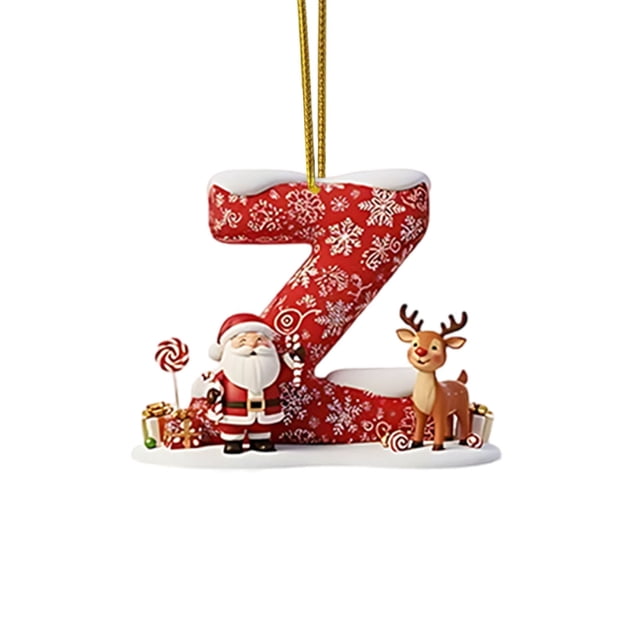 Christmas Tree Decoration 2D Acrylic Decoration Letter Pendant With 26 Letters Christmas Hanging Decoration DIY Crafts Christmas Home Decoration
