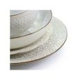 thumbnail image 3 of Elama Countess 16 Piece Embossed Double Bowl Stoneware Dinnerware Set in Ivory, 3 of 4