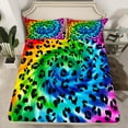 thumbnail image 2 of jejeloiu Retro Tie Dye Queen Sheet Sets,Leopard Cheetah Print Flat Sheet,Watercolor Tie-Dye Queen Fitted Sheet For Adult,Super Cozy Room Decor,4 Pieces, 2 of 7