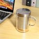 thumbnail image 4 of Taza infusora de té de vidrio resistente al calor de 500 ml para viajes con tapa de acero inoxidable, taza de café, vaso, kitch blanco, 4 of 5