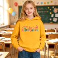 thumbnail image 4 of XAOFW Girls Back To School Hoodies Long Sleeve Letter Print Hooded Sweatshirt Loose Fit Pullover Hoodies For Daily Wear And Outdoor Activities Breathable Tops 11-12 Years, 4 of 7