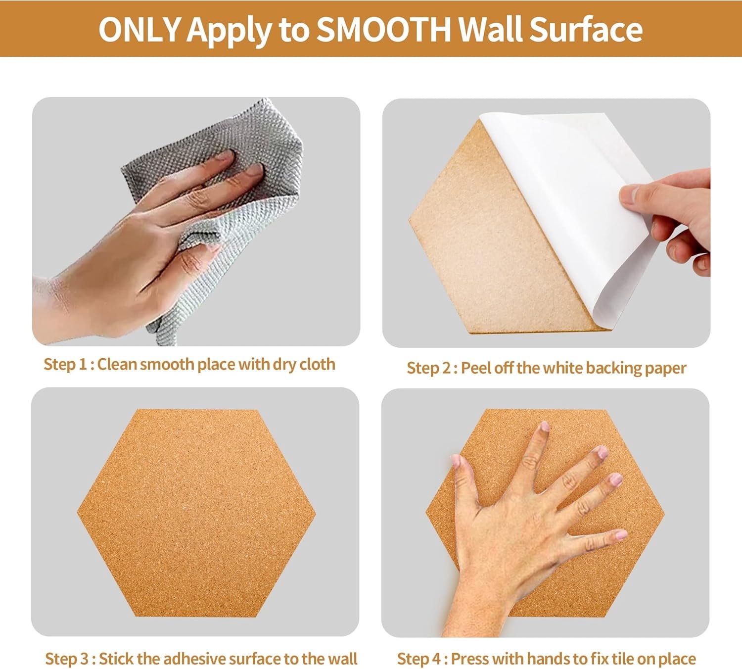 Hexagon Cork Board Tiles Bulletin Board,Bexikou 6 Pcs 1/4" Thick Small Cork Boards for Walls,Self-Adhesive Cork Tiles for Home Office Decor, School Message Board, Bulletin Board Decor