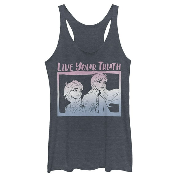 Women's Frozen 2 Sister Live Truth Racerback Tank Top Navy Blue Heather X Large