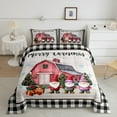 thumbnail image 2 of jejeloiu Colorful Kawaii Gnome Bedding Comforter Set,Western Christmas Cabin Twin Comforter Sets,White Geometric Plaid Bedding Set For Children,Microfiber Bedroom Decor Reversible,2pcs, 2 of 8