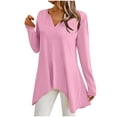 thumbnail image 3 of Up to 40% off Women's Ladies' Fashion Flared Cuffed Casual Solid Long Sleeve V-Neck Blouse/Shirt Tops, 3 of 7