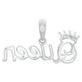 thumbnail image 3 of 10K White Gold Round Diamond Crown Queen Statement Pendant 0.65" Charm 1/6 CT., 3 of 6