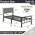Bed Frame with Upholstered Headboard and Metal Footboard 14 Inch