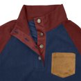 thumbnail image 6 of Men's Raglan Sleeve Stand Collar Sweatshirt, Outdoor Casual Button Front Pullover Top for Fall, Hiking,Navy,3XL, 6 of 9