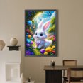 thumbnail image 4 of Pintura de diamante 5D DIY Kit de conejo de taladro redondo completo arte de decoración del hogar 40x60cm blanco, 4 of 9