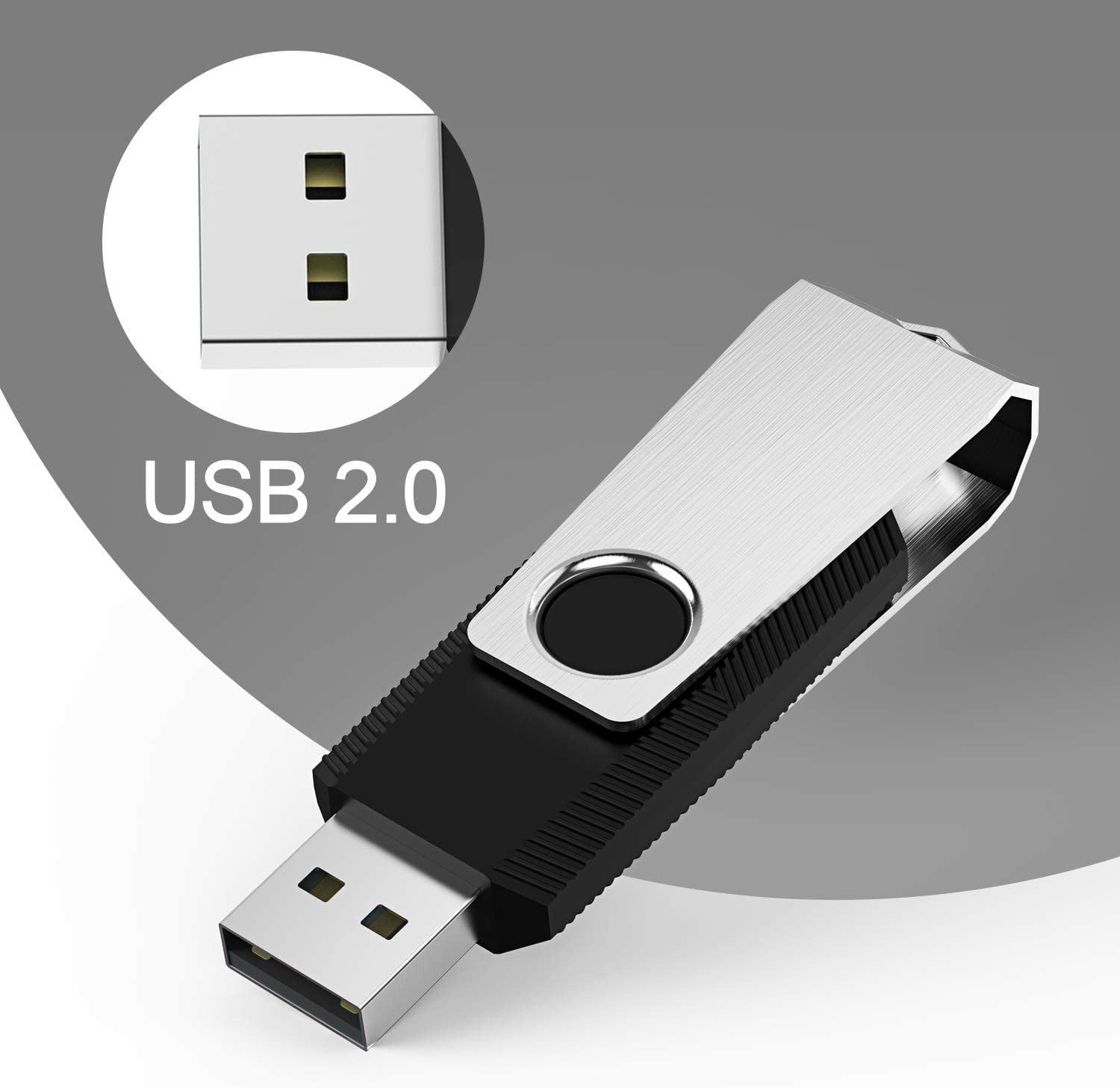 20 Pack 128MB Bulk USB 2.0 Flash Drives Swivel Memory Stick Thumb Drives Pen Drive Jump Drives (20pcs, 128MB, Black)