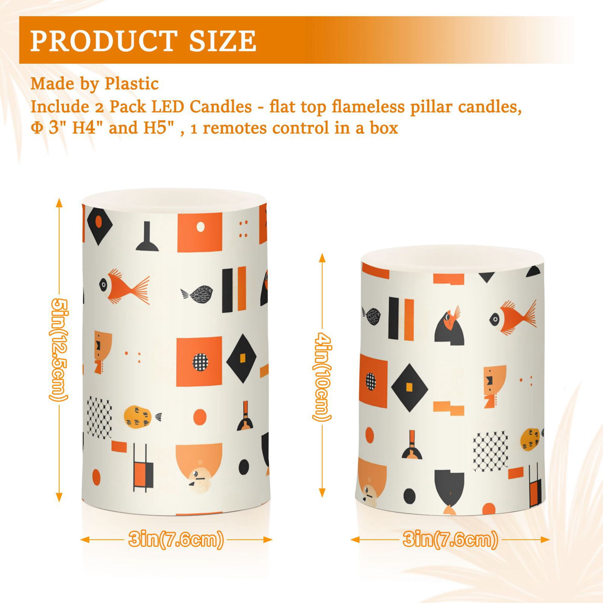 Yayeee Flameless Candles with Remote Flickering Battery Operated Multi Color Changing, Minimalist Geometric Pattern