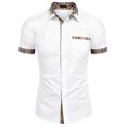 thumbnail image 1 of Camisa de vestir de Manga Corta de Algodón Lars Amadeus para hombre Con botones y cuello a cuadros blanco XL, 1 of 6