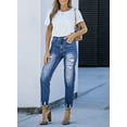 thumbnail image 2 of Asyoly Womens Distressed Raw Hem Jeans Mid Rise Destroyed Hole Pocketed Denim Pants, 2 of 7