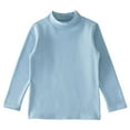 thumbnail image 4 of Mepaouo Boys Girls Long Sleeve Shirts Kids Turtleneck Pullover Toddler Basic Tees Tops T-Shirts Blue 9-10 Years, 4 of 5
