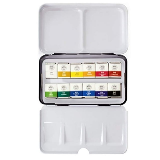 Set de Acuarelas MUNGYO Media Pastilla 12 Colores Estuche de Lata
