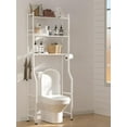 thumbnail image 3 of 3-Tier Over The Toilet Storage, Space Saver Metal Bathroom Shelves, Freestanding Above Over Toilet Storage Shelf with 4 Hooks for Bathroom, White, 3 of 12