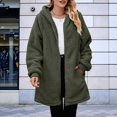 thumbnail image 4 of Sudadera con Capucha Larga y Holgada de Felpa con Cremallera para Mujer, Otoño e Invierno Verde L, 4 of 8