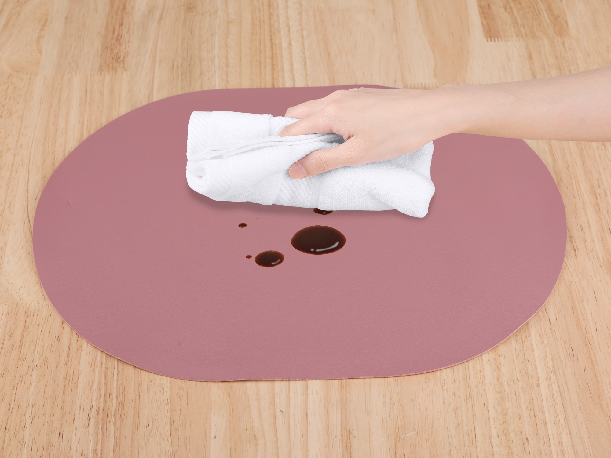 Unique Bargains Set of 6 Leather Table Placemats for Dining Table Decor Purple Pink