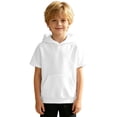 thumbnail image 4 of Bysome Boys Hoodies Solid Color Short Sleeve Hooded Tops Autumn Thermal Boys Sweatshirts Size 5-6 Years White, 4 of 6