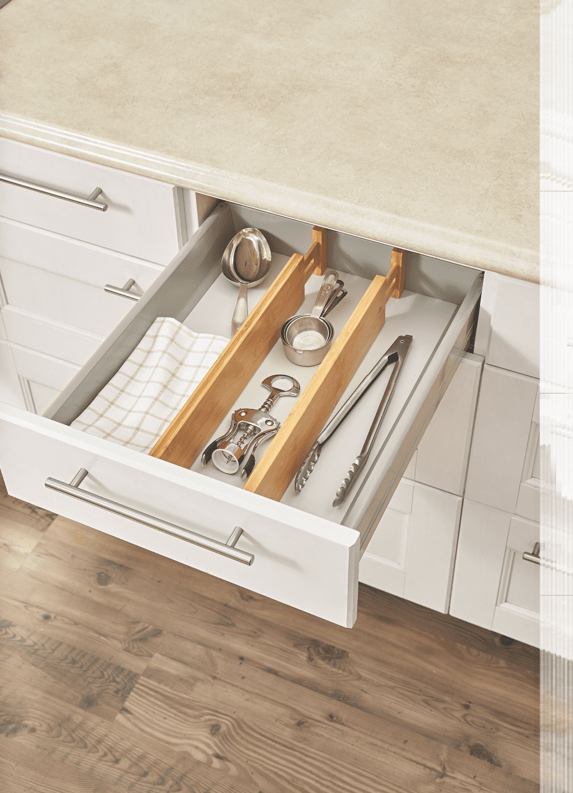 (2 pack) Better Homes & Gardens 2PC Bamboo Kitchen Organizer Expandable Drawer Dividers, 17.5-22.8x0.59x3.1in