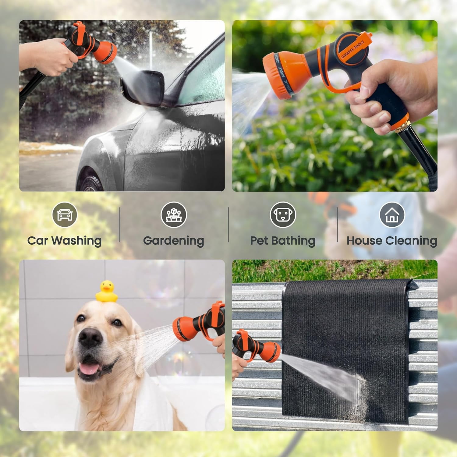 Garden Hose 25FT Lightweight Lay Flat Water Hose Kink  Flexible Hose with 9 Spray Function Nozzle