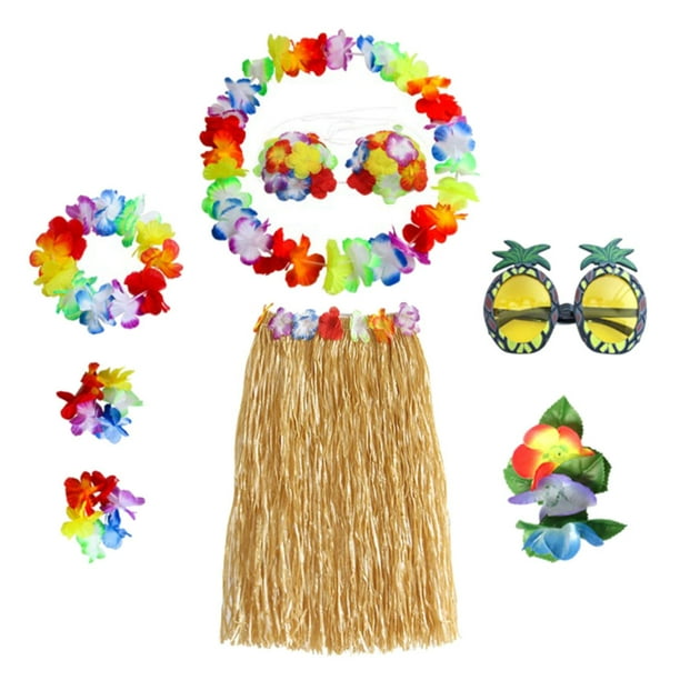 Conjunto De Traje De Falda De Hierba De Fiesta De Baile Divertido Hawaiano Color Paja 80cm Sunnimix Falda Hula Hawaiana