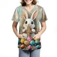thumbnail image 3 of ADSSDQ Easter Scrub Tops Women Stretchy Vneck Short Sleeve Funny Rabbit Graphic Nurse Working Uniforms with 2 Pockets Dark Gray 4XL, 3 of 6