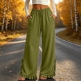 thumbnail image 3 of Lutiedan Womens Wide Leg Pants Side Split Ruffle Hem Flowy Pants Fall Casual Elastic Waist Pants with Pockets S-XXL, 3 of 6