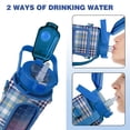 thumbnail image 3 of Blue and White Check 64 Oz Half Gallon Water Bottle with Sleeve BPA Free Leakproof Sport Large Plastic Water Bottle with Straw&Time Marker&Insulated Neoprene Holder Carrier Bag Gift for Women Men, 3 of 5