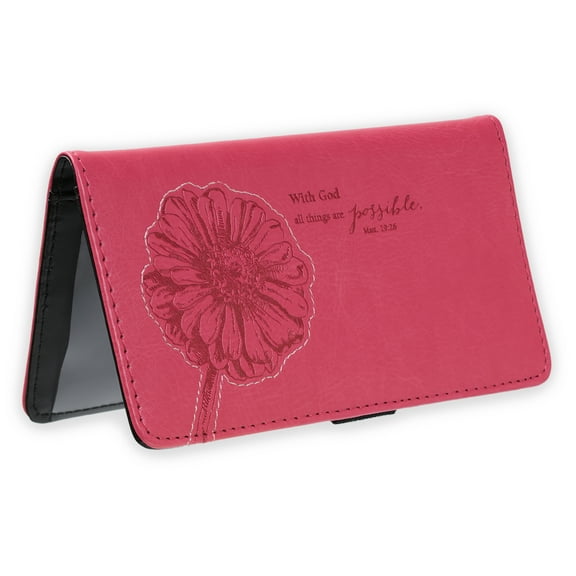 Checkbook Cover Pink All Things Possible Matt. 19:26