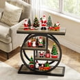 thumbnail image 3 of Christmas 4 Tier Narrow End Table, Metal Frame Side Table With Storage Shelves Multipurpose Small Space Accent Table For Living Room, Bedroom, Grey, 3 of 7