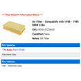 thumbnail image 2 of Air Filter - Compatible with 1986 - 1988 BMW 528e 1987, 2 of 2