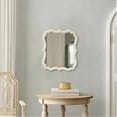 thumbnail image 5 of Sintosin Rustic Distressed Wood Wall Mirror with Scalloped Edge, Vintage Decor for Bedroom and Living Room, White, 5 of 11