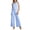 Blue-Trousers Suit, variant on Summer Solid Color Sleeveless Turn Down Collar Lapel Hollow Out Lace Vest and Wide Leg Pants Two Piece Outfit for Women Blue L