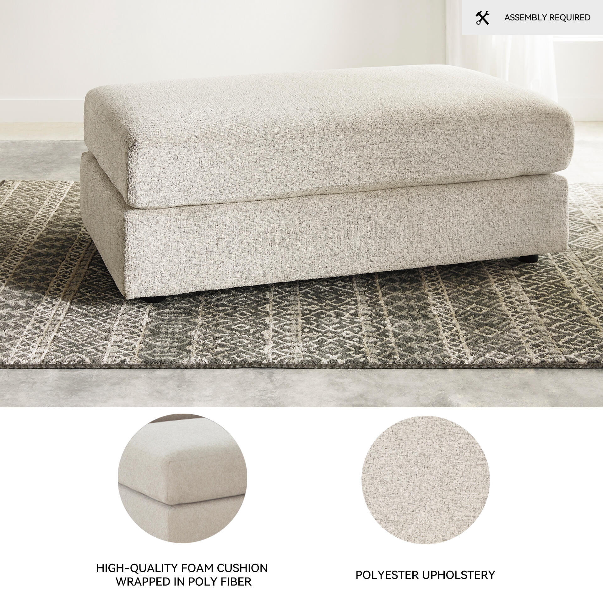 Signature Design by Ashley Contemporary Soletren Oversized Ottoman Chenille Stone