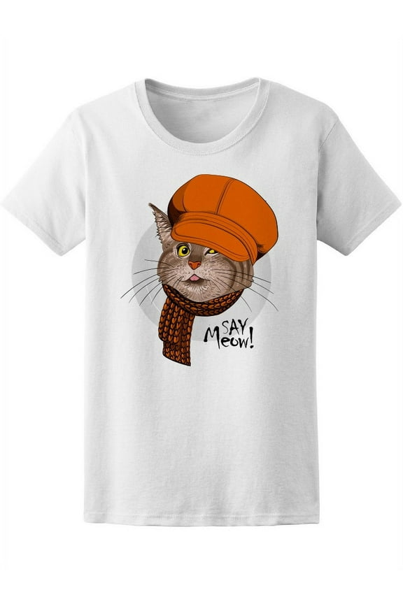 Smiley Cat With Orange Hat Tee Women's -Image by Shutterstock