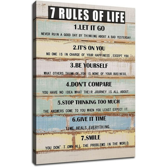 Motivational Canvas Wall Art Inspirational Entrepreneur Quotes 7 Rules of Life Poster Print Artwork Painting Picture for Framed Home Decoration Living Room Office Bedroom Ready to Hang [12''W X 18''H]