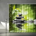 thumbnail image 2 of Spa Shower Curtain Green Bamboo Stone Flower Relaxing Meditation Massage Asian Natural Japanese Garden Theme Fabric Bathroom Decor Set with Hooks（70" Wx84 H）, 2 of 3