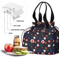 thumbnail image 4 of Pioneer Flower Floral Print Pattern Drawstring Lunch Bag Women - Drawstring Lunch Bag Insulated for Work Office - Stain-Resistant Large Lunchbags for Women with Multi-Pockets, 4 of 6