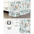 thumbnail image 3 of Vintage Teal Bed Skirt King Size 18" Drop Brown Wildflowers Leaves Abstract Botanical Ruffled Wrap Around Bed Skirts Adjustable Elastic Bedskirt Dust Ruffle for King Size Bed, 3 of 7