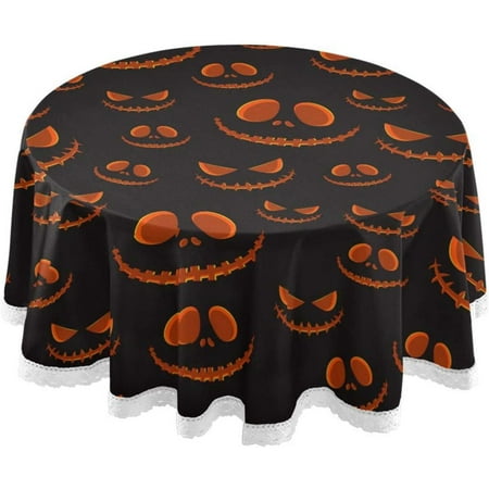 

Hyjoy 60 Halloween Horror Pumpkin Round Tablecloth Table Cover Water Resistant Spill Proof Large Table Cover for Indoor & Outdoor Family Gathering Dinner BBQ Halloween Decoration