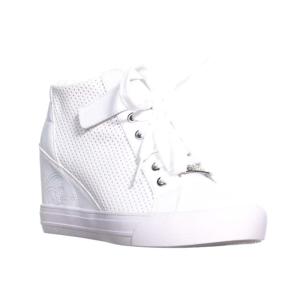 guess wedge sneakers white