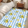 thumbnail image 5 of Summer Fruit Washable Area Rugs 3'x5', Watercolor Yellow Lemon Rustic Flower Blue Stripes Low Pile Throw Living Room Rug Non-Slip Sturdy Edge Binding Carpet for Indoor Entryway Bedside Kitchen, 5 of 9