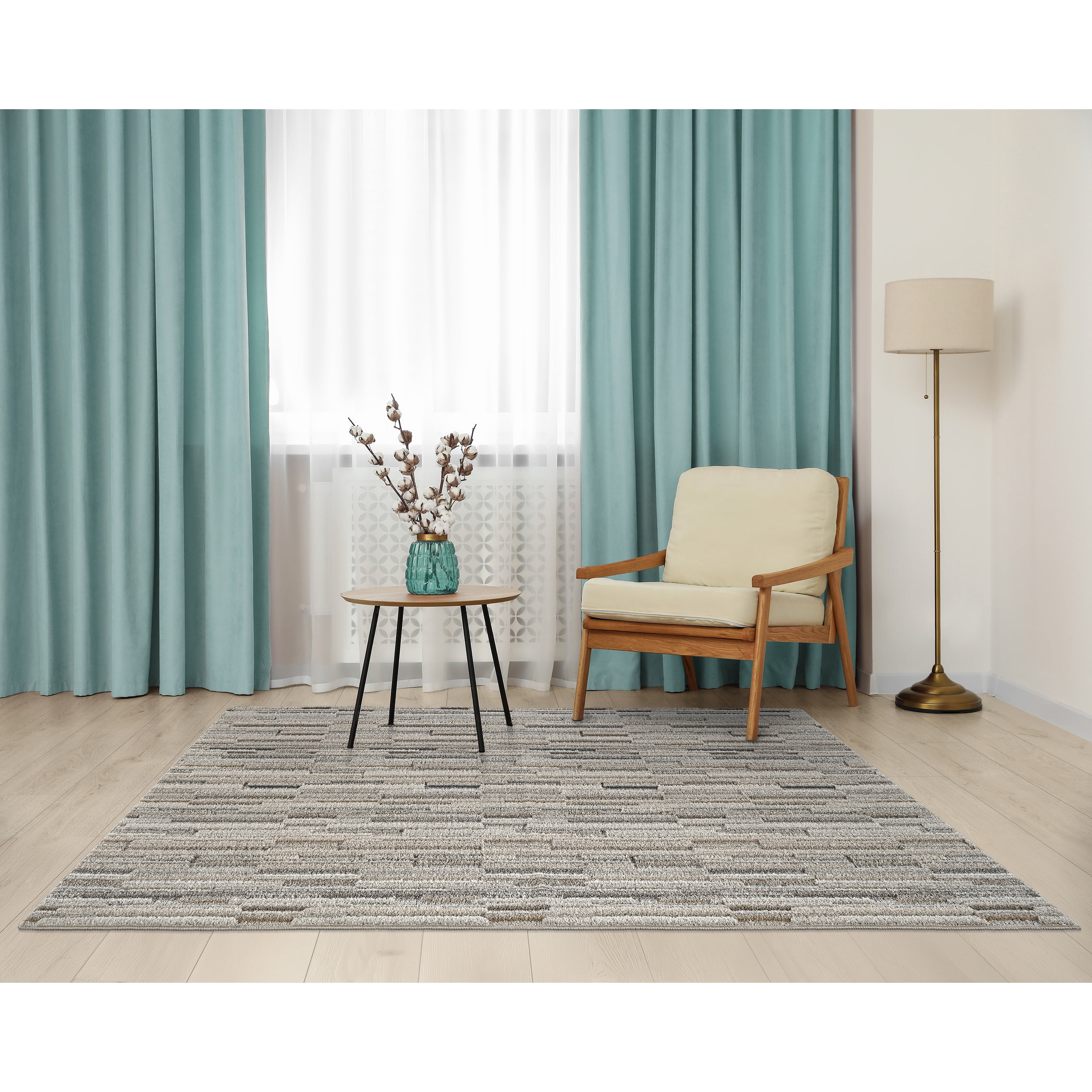 Mainstays Studio Plush Pixel Tan/Gray Indoor Area Rug, 5' x 7'