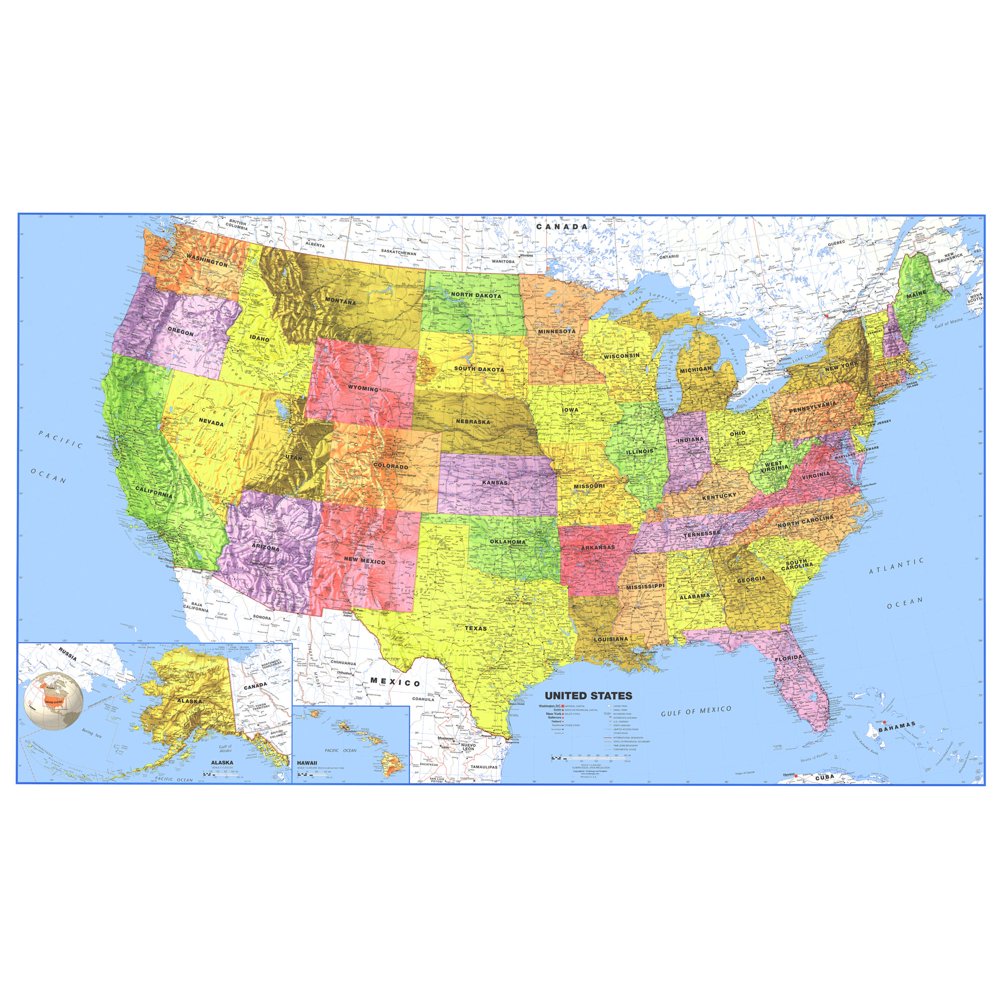 36x60 United States Classic Laminated Wall Map Poster