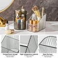 thumbnail image 5 of MINKUROW Large Capacity Makeup Brush Holder,3 Slot Makeup Brush Cup,Vintage striped Make Up Brush Holder,for Vanity Decor,Bathroom Countertops,Desk Storage Container,Cosmetic Display cases(Clear-S), 5 of 6
