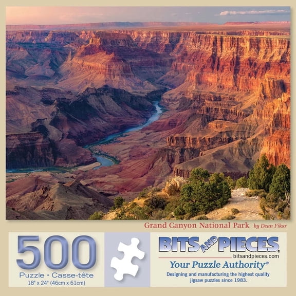 Bits and Pieces 500 Piece Puzzles for Adults - Large 18" x 24" Jigsaw Puzzles 500 Pieces Grand Canyon National Park, Random Die Cut, No 2 Pieces Alike